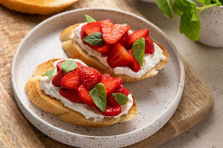 Bruschetta with Cheese and Strawberries