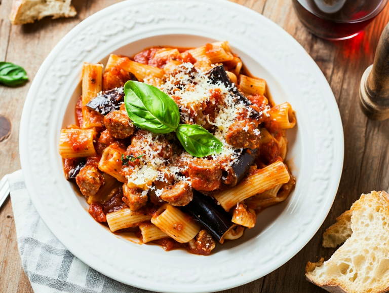 Spicy Pasta alla Norma with Sausage