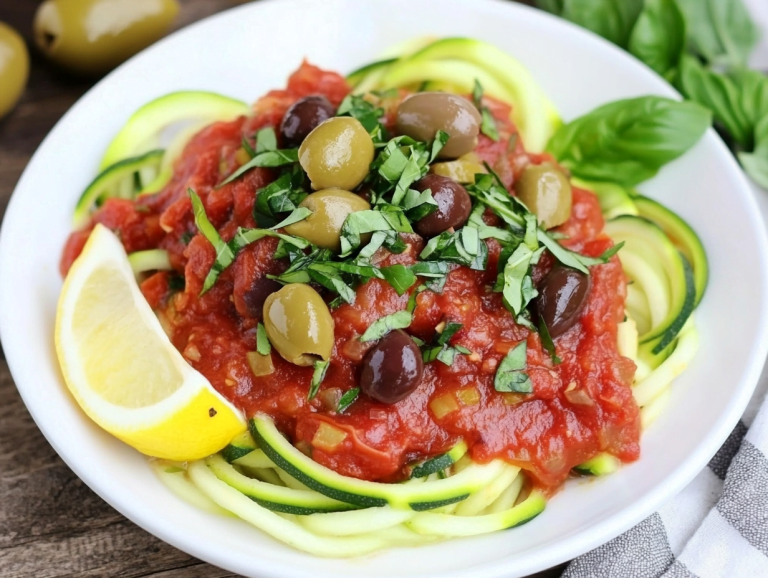 Zoodles in Mediterranean Tomato Sauce Recipe