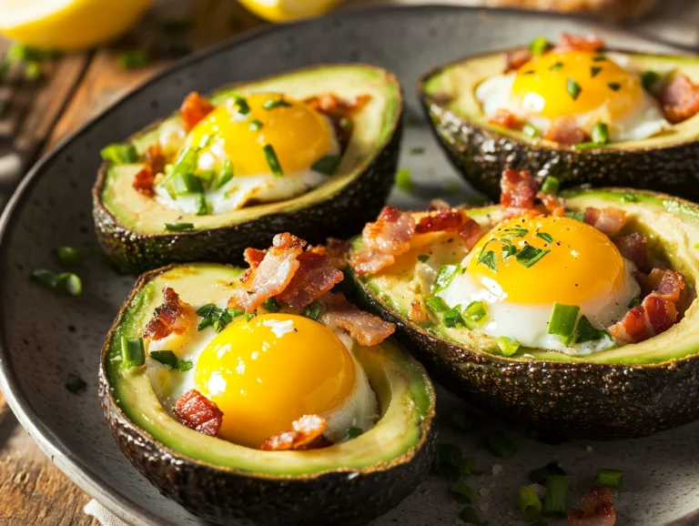 Baked Avocado with Egg and Bacon