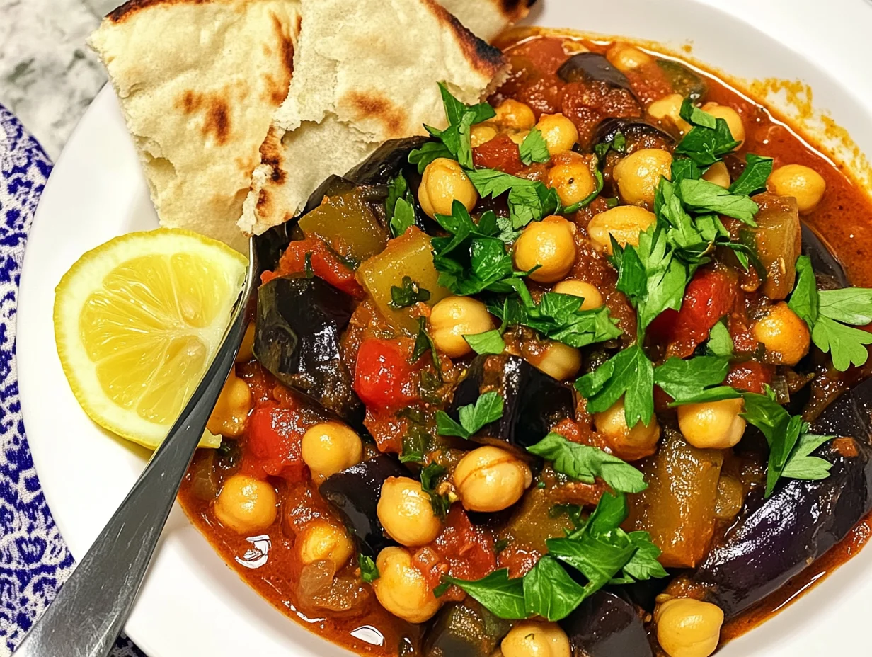Chickpea and Eggplant Stew with Harissa Recipe