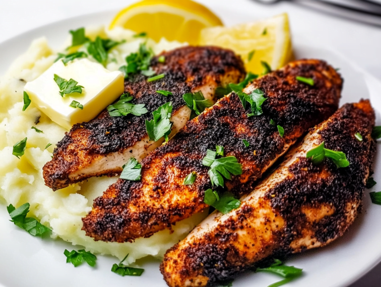 blackened chicken with mashed potatoes