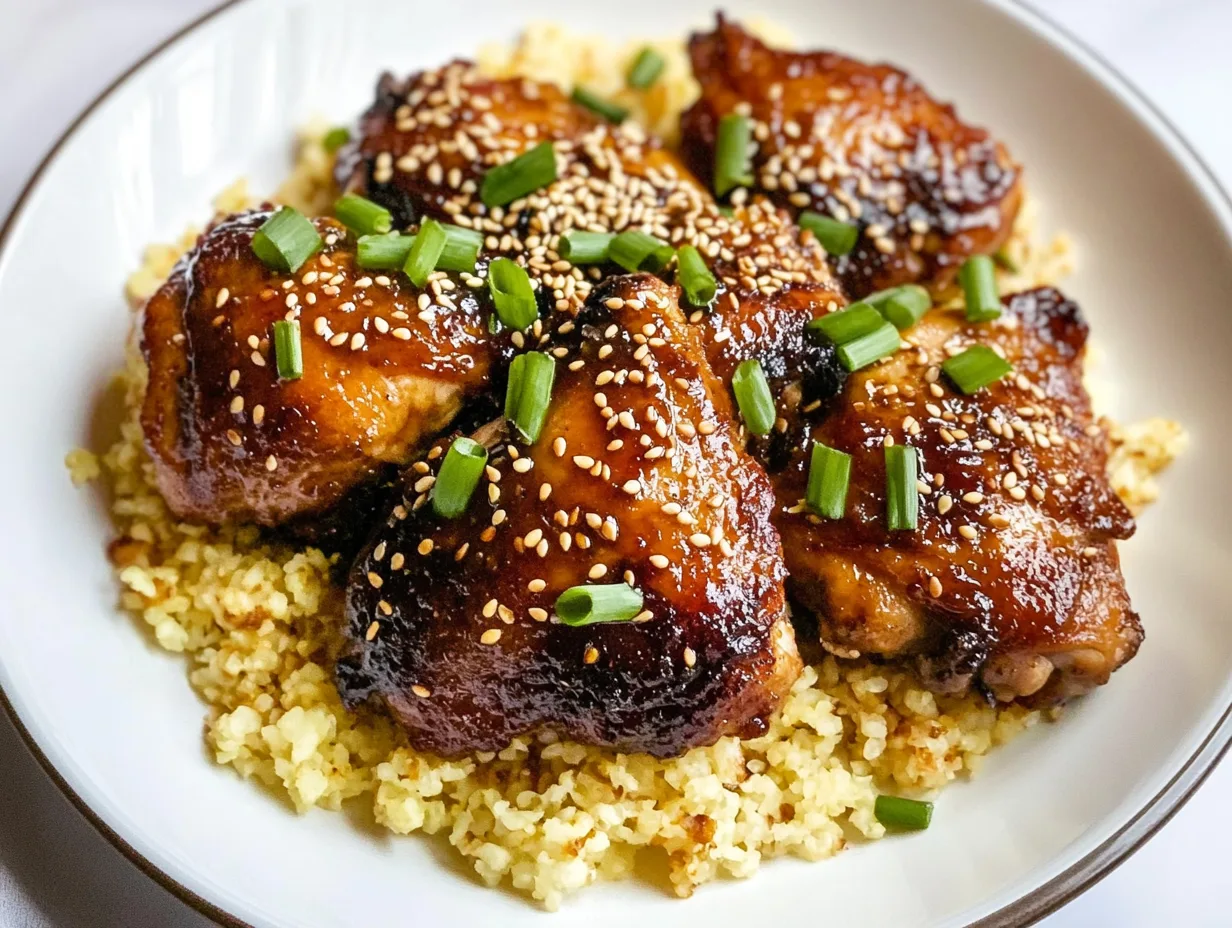 Honey Soy Chicken Thighs with Cauliflower Rice