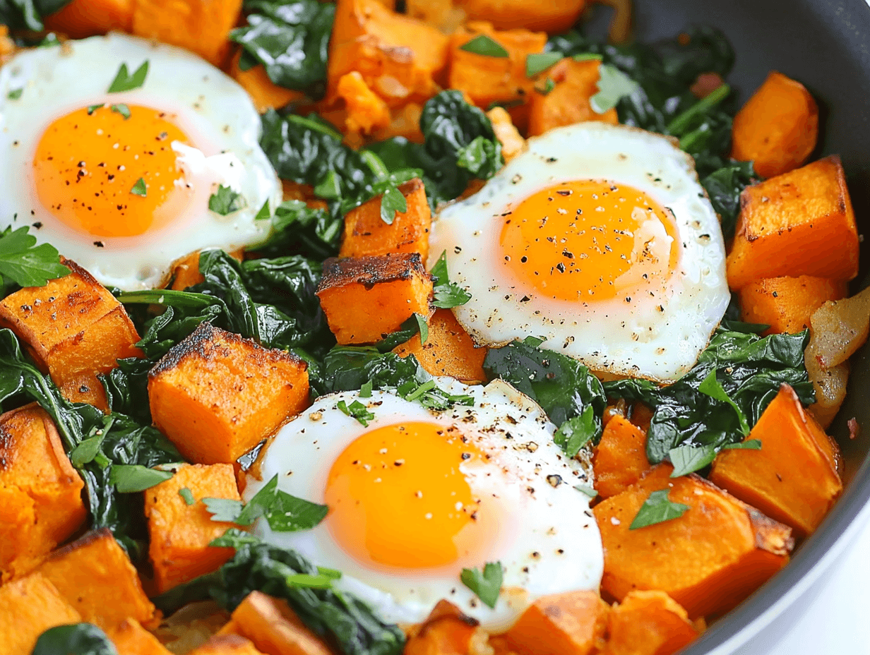 Potato Breakfast Hash with Spinach and Eggs