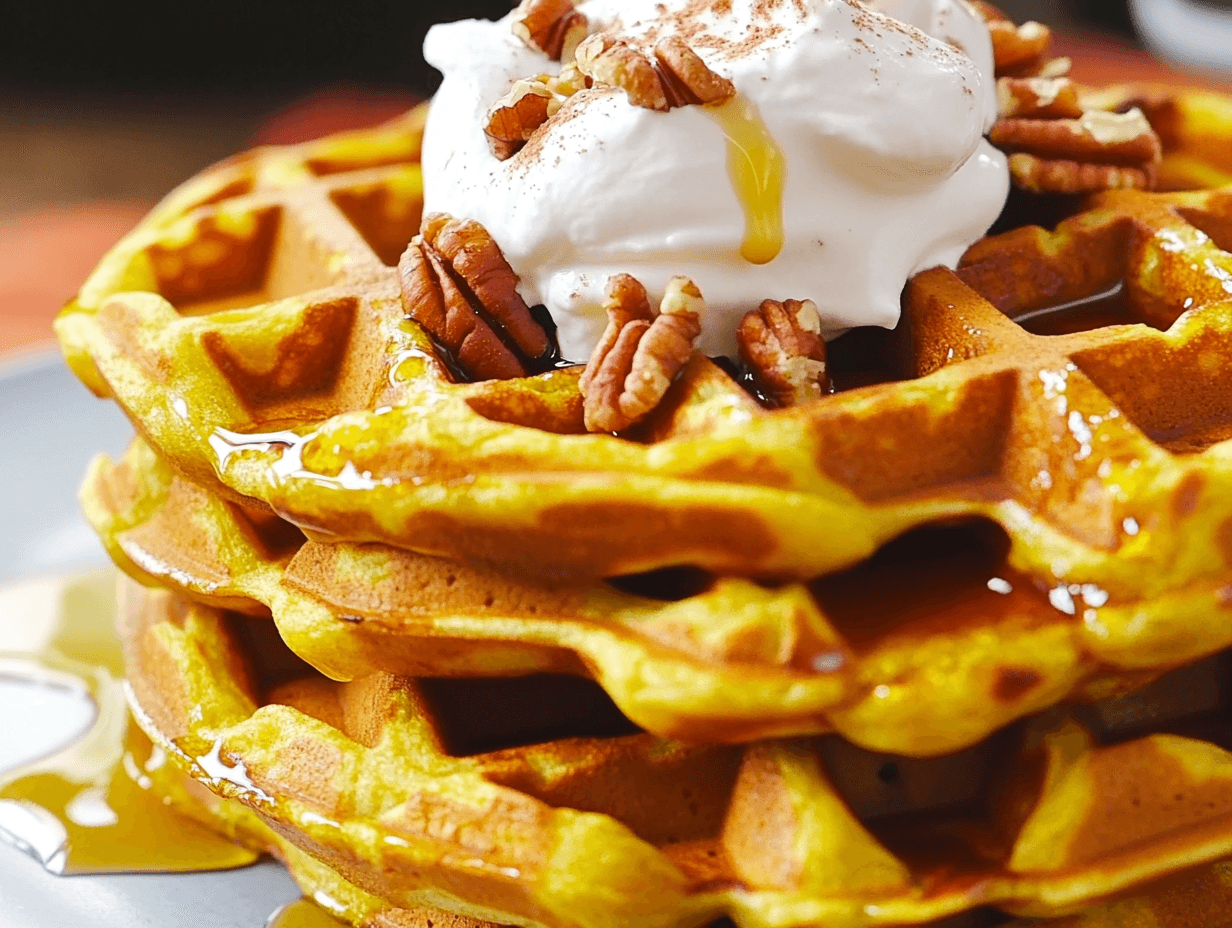 Pumpkin Spice Waffles with Maple Syrup Recipe