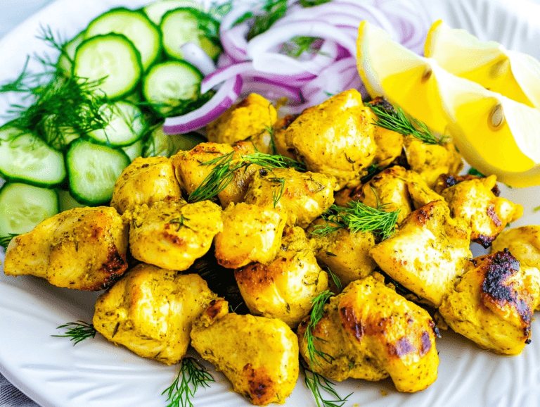 Turmeric Chicken Skewers with Cucumber Salad – Bright And Flavorful