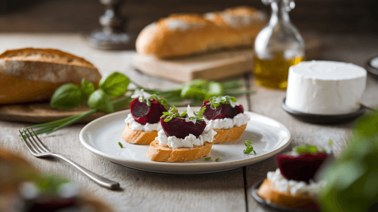 Savory Herbed Ricotta and Beet Crostini