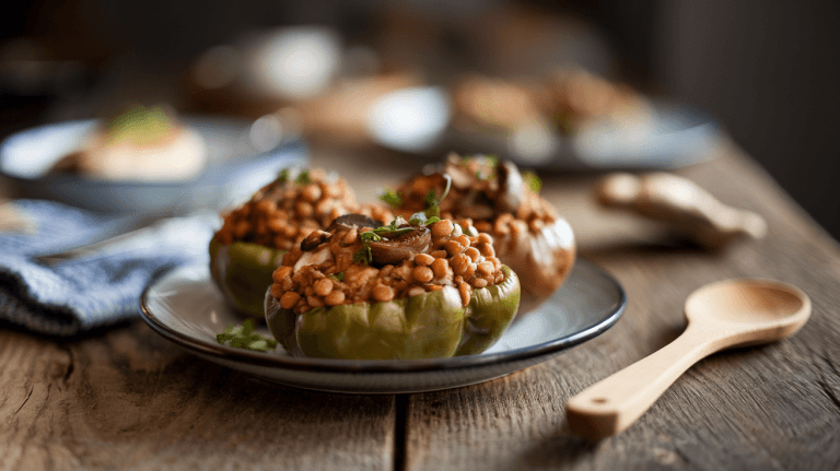 Savory Lentil and Mushroom Stuffed Peppers